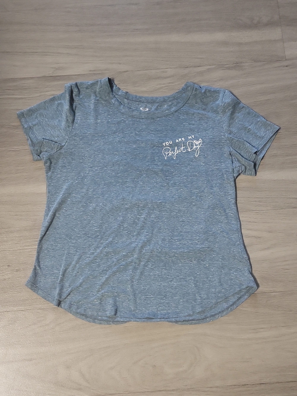 Roxy Heather Blue Short Sleeve Tee with White Script